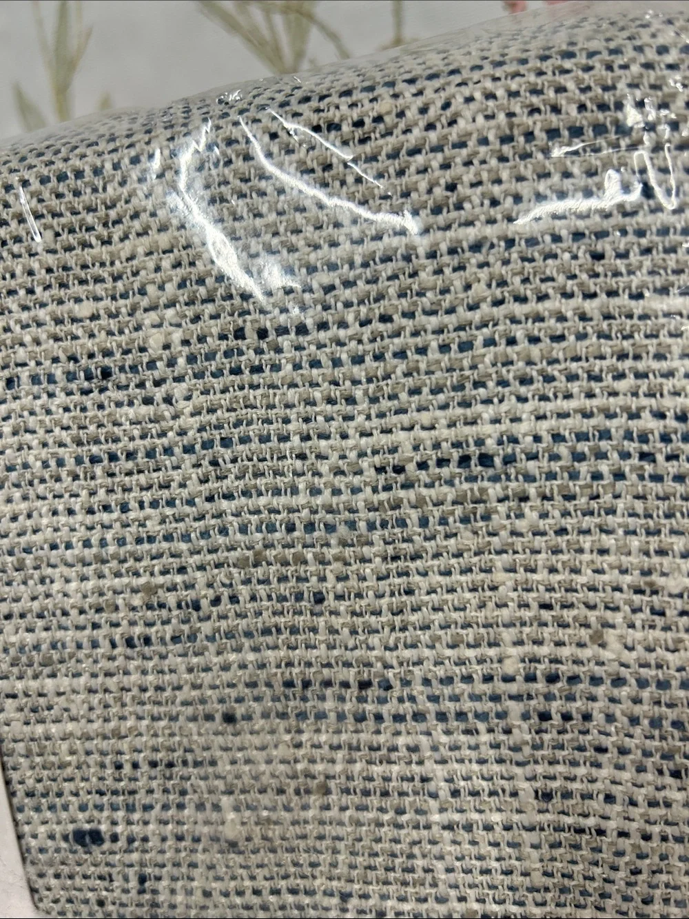 Crate&Barrel Textured Poly Curtain Panel - Light Gray with Navy Speckles